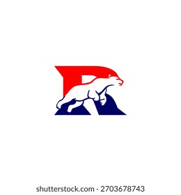 Bear form letter logo for forest emblem, wild monogram, strong symbol, graphic mascot, bold typography, creative initial, modern branding, silhouette mark, abstract design