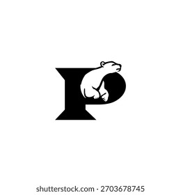 Logotipo de la letra de la forma del oso para el emblema del bosque, monograma salvaje, símbolo fuerte, mascota gráfica, tipografía atrevida, inicial creativa, marca moderna, marca de la silueta, diseño abstracto