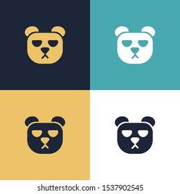 Bear Four Color Minimalist Icon Logo Set in Elegant Color