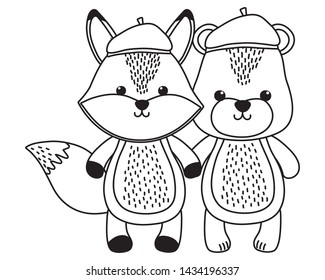 Bear and fox cartoon design