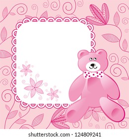 Bear frame floral pattern background vector illustration
