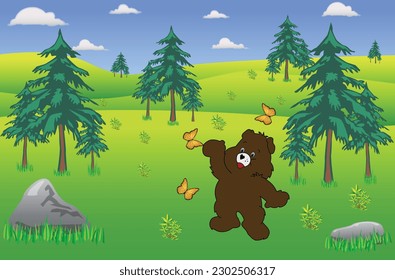 
JUEGO DE OSO CON VECTOR DE MARIPOSAS