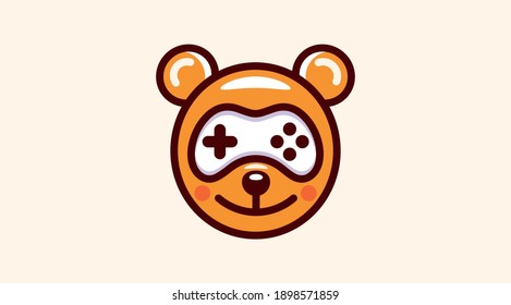 Bear Game Logo For Video Channel. Gaming Vector Logo