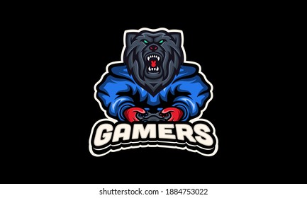 Bear Gamers Mascot Sport Logo Template
