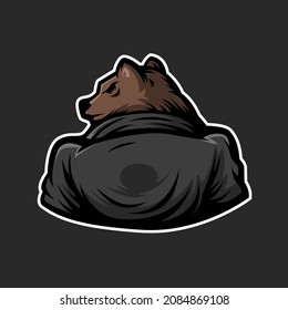 Bear gangster wear leather jacket