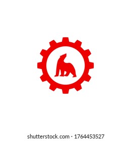 Vector con logotipo de oso + engranaje. Estilo moderno