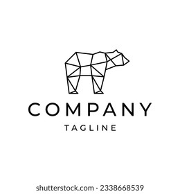 Bear geometric polygonal logo vector icon design template