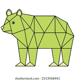 Bear in geometric shapes on white