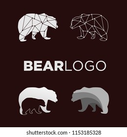 bear geometric / technology / negative space logo template