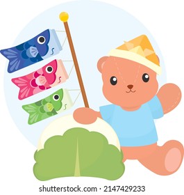 Bear With Giant Rice Cake And Carp Streamer