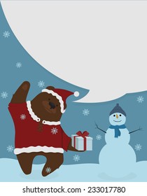 Bear. Gift. New Year's greetings
