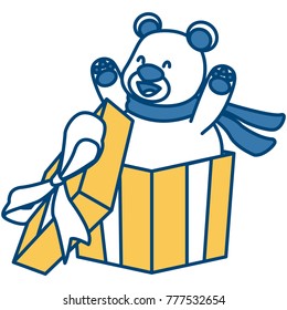 Bear in giftbox cartoon