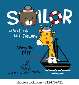 bear and giraffe the sailorman funny animal cartoon