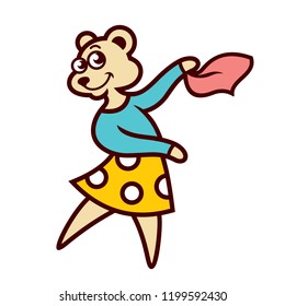 Bear girl dancing sign.
