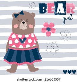 bear girl vector illustration