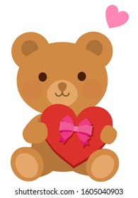 bear giving heart chocolate illustration