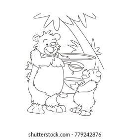 Bear giving honey to cub