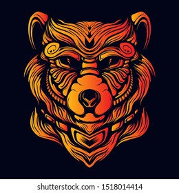 bear glow artwork decorative animal head