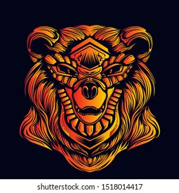 bear glow artwork decorative animal head