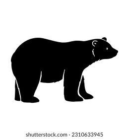 Bear glyph. Vector silhouette of forest animal isolated on white