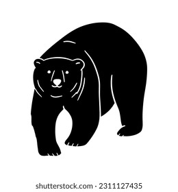 Bear glyph. Vector silhouette of forest animal isolated on white