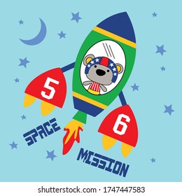 bear go to the space vector illustration
