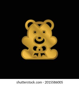 Bear gold plated metalic icon or logo vector