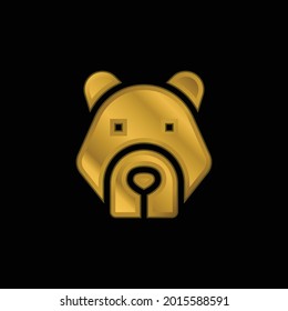 Bear gold plated metalic icon or logo vector