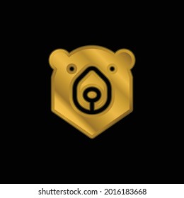 Bear gold plated metalic icon or logo vector