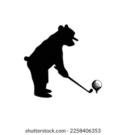 Bear Golf - Silueta del Vector de Golf de Oso Jugando