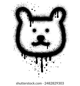 Graffiti de oso con pintura en aerosol negra.