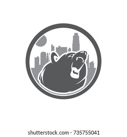 Bear - grayscale - vector logo/icon illustration