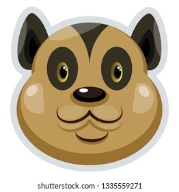 A Bear with green shaded eyes and ears, vector, color drawing or illustration. 