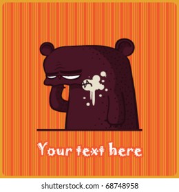 Bear greeting card with place for your text. Vector.