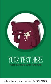 Bear greeting card. Place for your text.  Vector illustration.