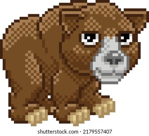 Bear grizzly 8 bit pixel art animal retro arcade video game cartoon character sprite
