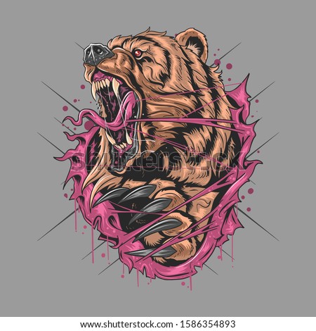BEAR GRIZZLY ANGRY V ARTWORK ECTOR