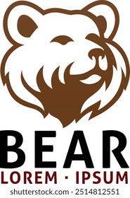 Un concepto de signo de cabeza de mascota de icono de diseño animal oso grizzly

