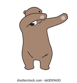  Bear Grizzly Dab dance cartoon illustration vector