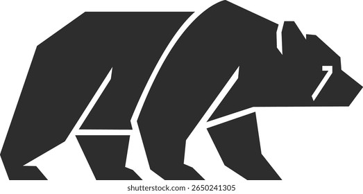 Bear or grizzly icon in logo style, grizzly icon in matte black color.