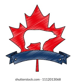 bear grizzly in maple leaf