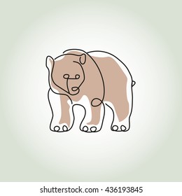 Bear grizzly in minimal line style vector