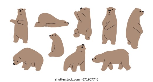 Doodle ilustrativo de icono de peluche con oso polar pardo