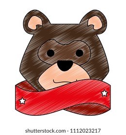 bear grizzly with tape frame