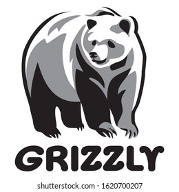 Bear Grizzly vector illustration, emblem design on white background