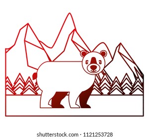 bear grizzly in winter forest landscape