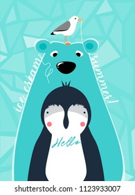 bear gull penguin winter summer