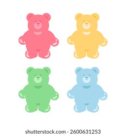Bear gummy candy illustration set