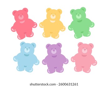 Bear gummy candy illustration set