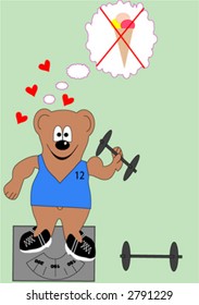 Bear in gym and ice-cream in mind